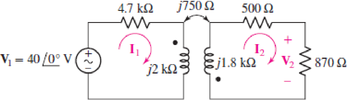 Chapter 13, Problem 12E, For the circuit of Fig. 13.41, calculate I1, I2, V2/V1, and I2/I1. FIGURE 13.41 