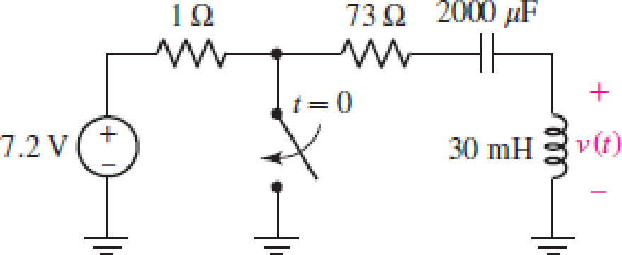 Chapter 14, Problem 53E, Determine v(t) for t  0 for the circuit shown in Fig. 14.51. FIGURE 14.51. 