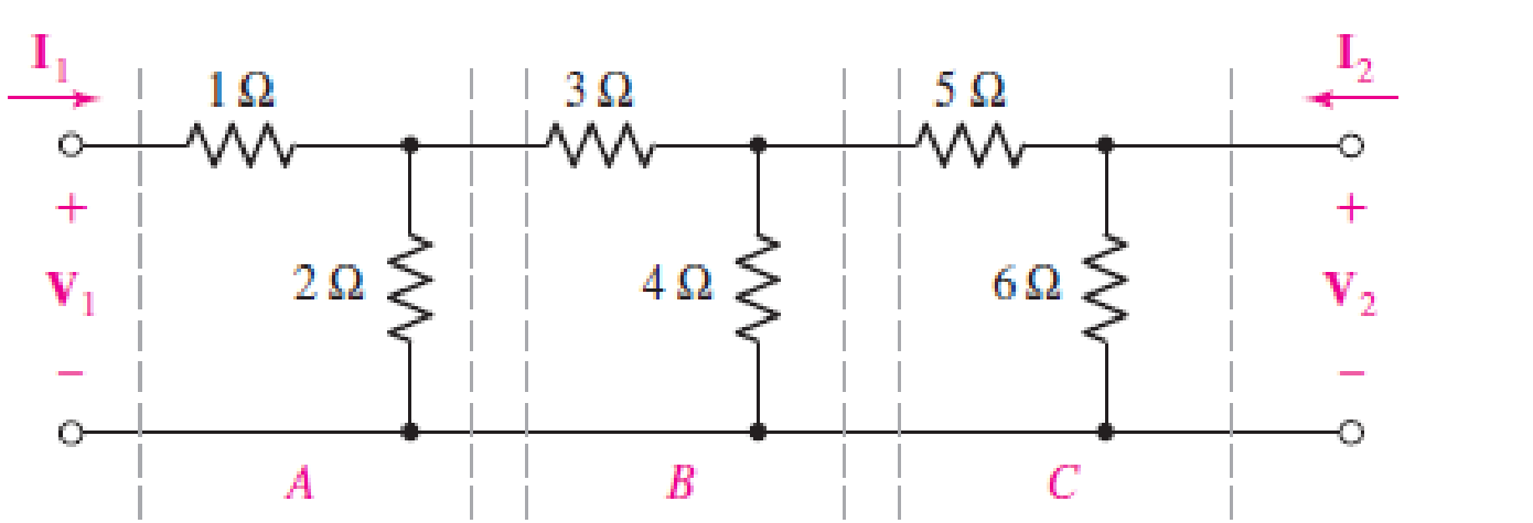 Chapter 16, Problem 54E, The two-port of Fig. 16.65 can be viewed as three separate cascaded two-ports A, B, and C. (a) 