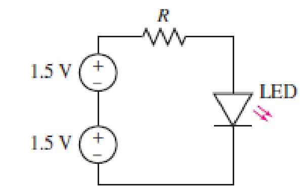 Chapter 2, Problem 66E, An LED operates at a current of 40 mA, with a forward voltage of 2.4 V. You construct the series 