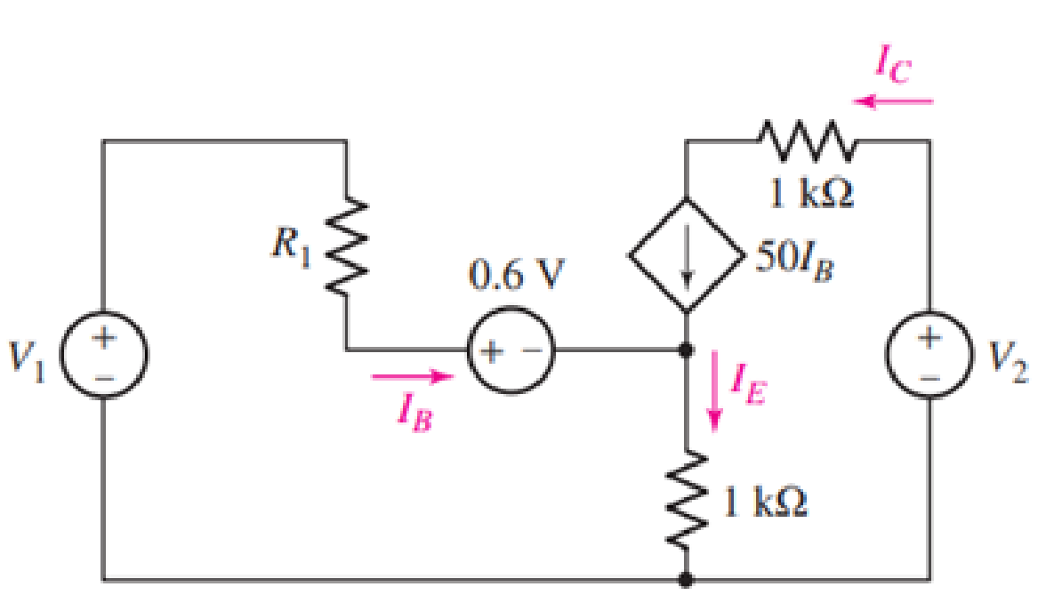 Chapter 3, Problem 12E, For the circuit of Fig. 3.55 (which employs a model for the dc operation of a bipolar junction 
