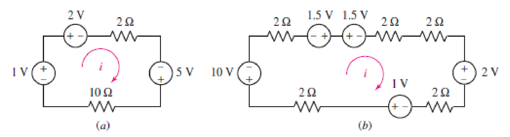 Chapter 3, Problem 18E, Use KVL to obtain a numerical value for the current labeled i in each circuit depicted in Fig. 3.60. 