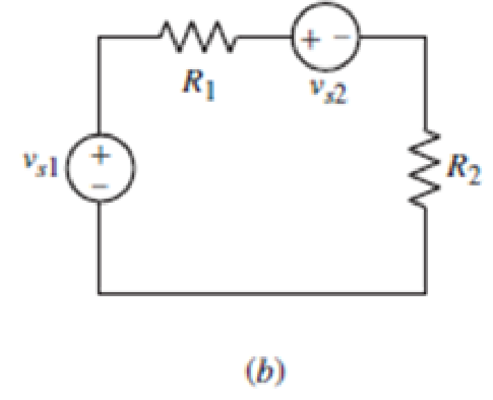 Chapter 3, Problem 25E, The circuit of Fig. 3.12b is constructed with the following: vs1 = 8 V, R1 = 1 fl, vs2 = 16 , and R2 