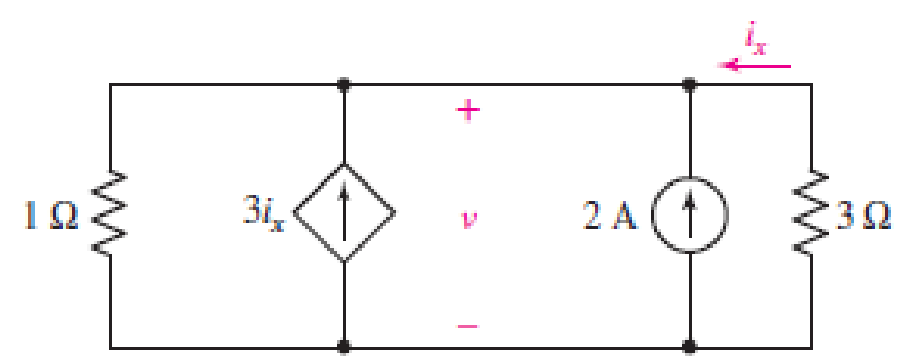 Chapter 3, Problem 33E, Determine the voltage v as labeled in Fig. 3.73, and calculate the power supplied by each current 