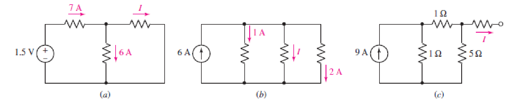 Chapter 3, Problem 8E, Determine the current labeled I in each of the circuits of Fig. 3.51.  FIGURE 3.51 