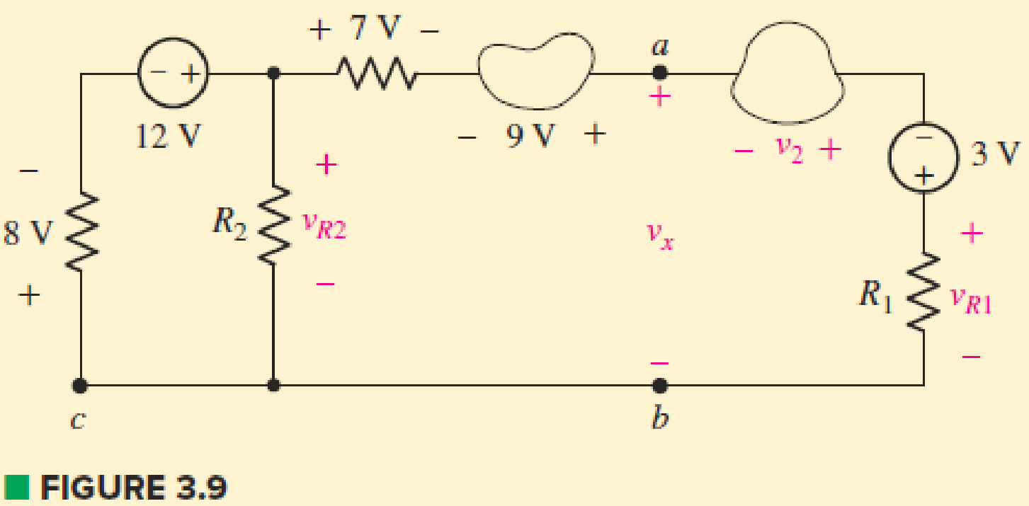 Chapter 3.3, Problem 3P, For the circuit of Fig. 3.9, if vR1=1V, determine (a) vR2 and (b) v2. 