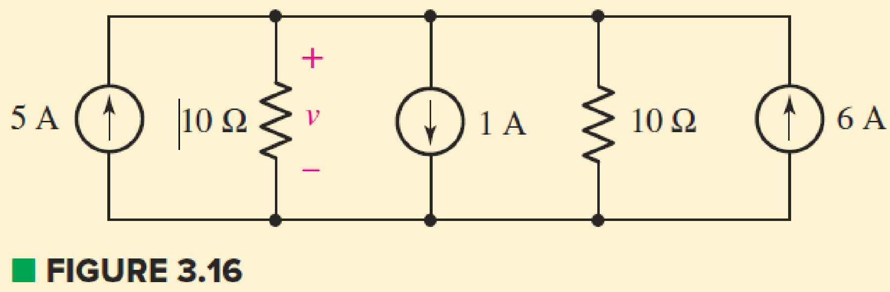 Chapter 3.5, Problem 7P, Determine v in the circuit of Fig. 3.16. 
