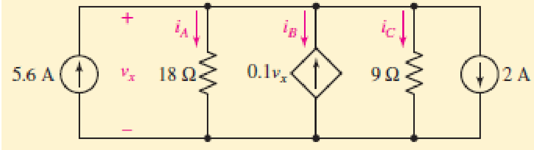 Chapter 3.5, Problem 8P, For the single-node-pair circuit of Fig. 3.18, Find iA, iB, and iC. FIGURE 3.18 