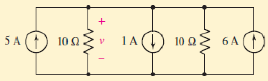 Chapter 3.7, Problem 14P, Determine v in the circuit of Fig. 3.31 by first combining the three current sources, and then the 