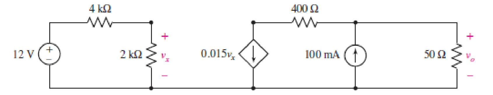 Chapter 4, Problem 10E, For the circuit of Fig. 4.40, determine the value of the voltage labeled vo. FIGURE 4.40 