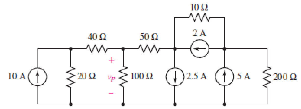 Chapter 4, Problem 11E, Use nodal analysis to find vP in the circuit shown in Fig. 4.41. FIGURE 4.41 
