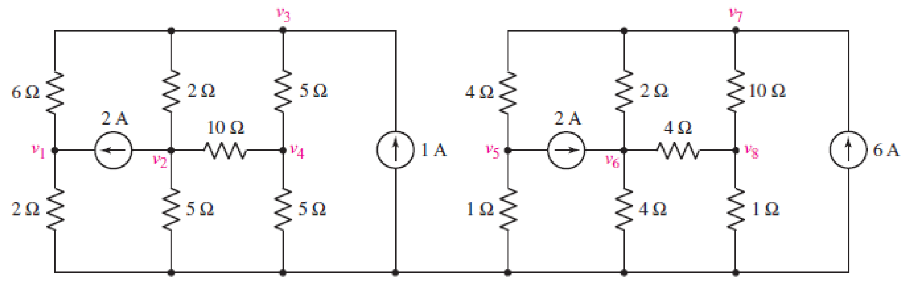 Chapter 4, Problem 14E, Determine a numerical value for each nodal voltage in the circuit of Fig. 4.44. FIGURE 4.44 