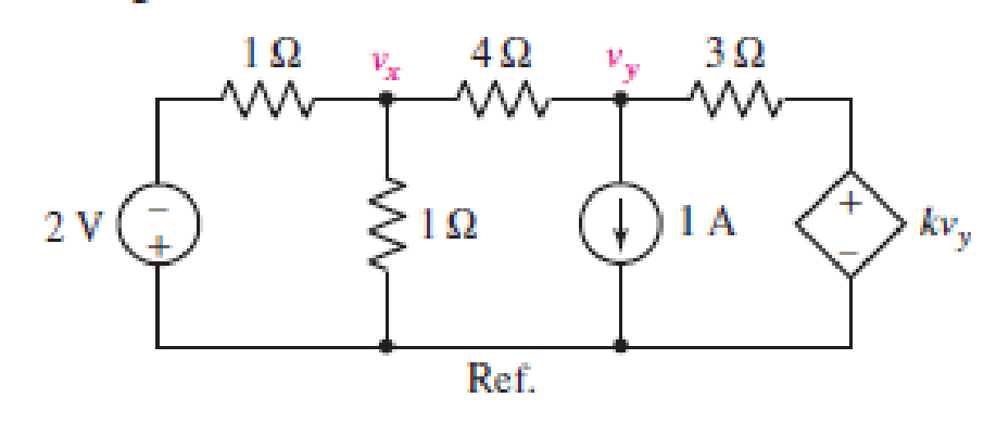 Chapter 4, Problem 28E, Determine the value of k that will result in vx being equal to zero in the circuit of Fig. 4.56. 