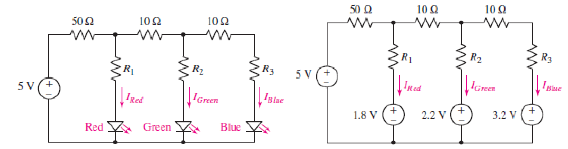 Chapter 4, Problem 73E, The LED circuit in Fig. 4.89 is used to mix colors to achieve any desired color in the RGB color 