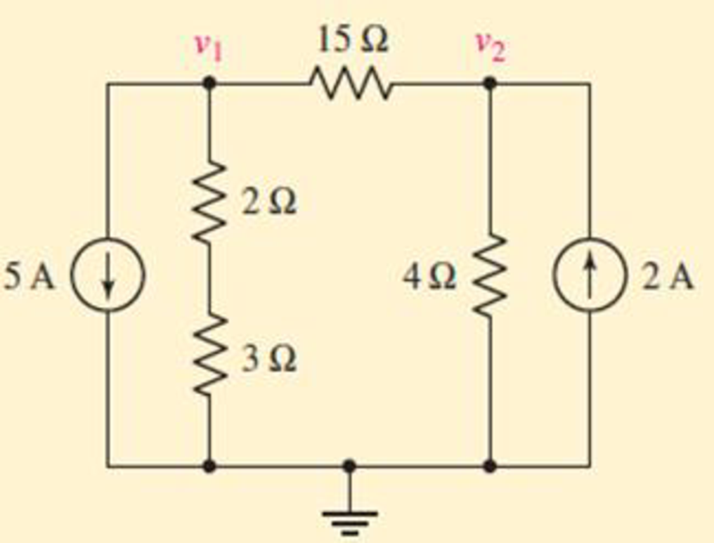 Chapter 4.1, Problem 1P, For the circuit of Fig. 4.3, determine the nodal voltages v1 and v2. FIGURE 4.3 