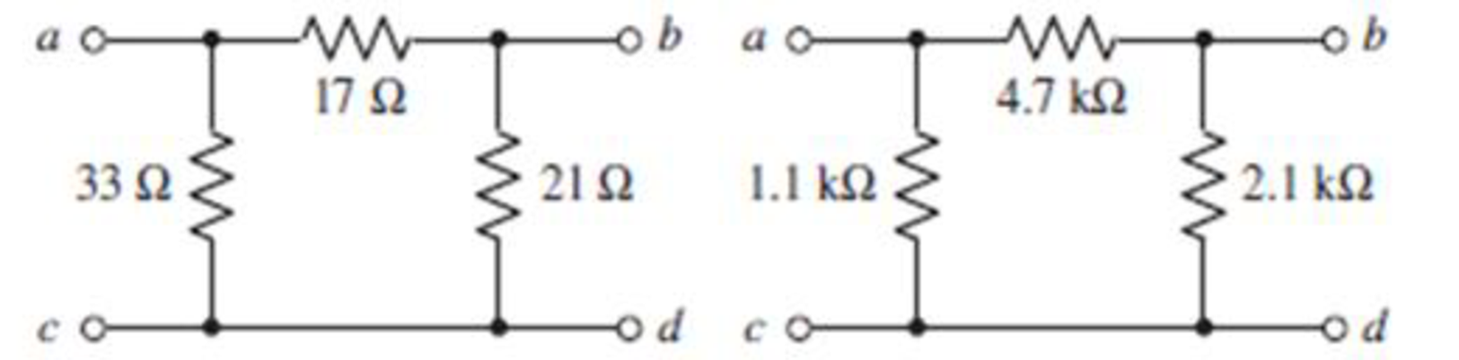 Chapter 5, Problem 56E, Convert the - (or "-") connected networks in Fig. 5.95 to Y-connected networks. FIGURE 5.95 
