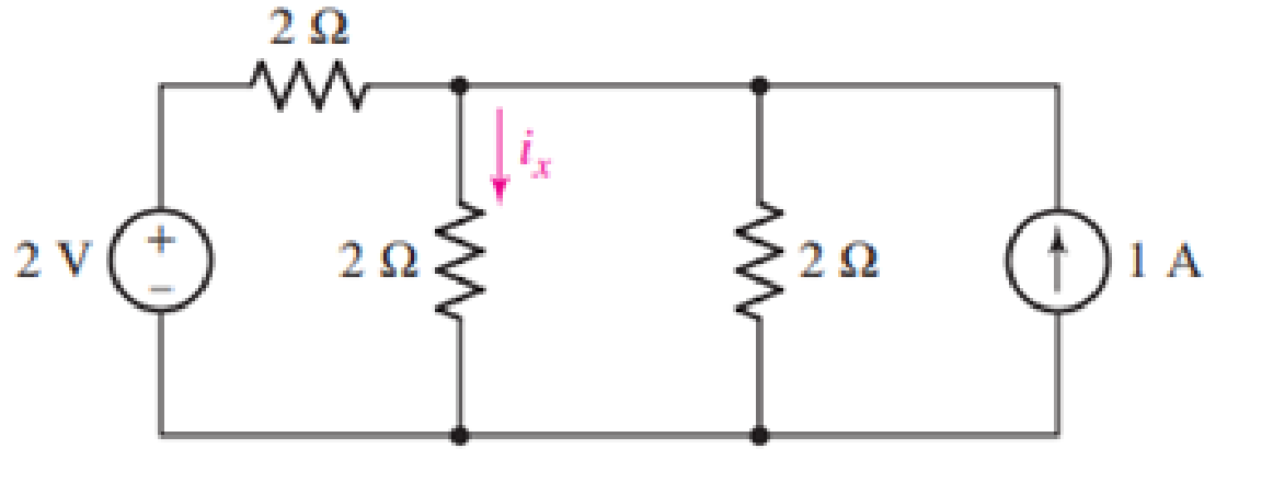 Chapter 5, Problem 5E, (a) Using superposition to consider each source one at a time, compute ix. (b) Determine the 