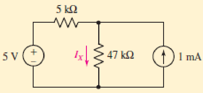 Chapter 5.2, Problem 3P, For the circuit of Fig. 5.18, compute the current IX through the 47 k resistor after performing a 