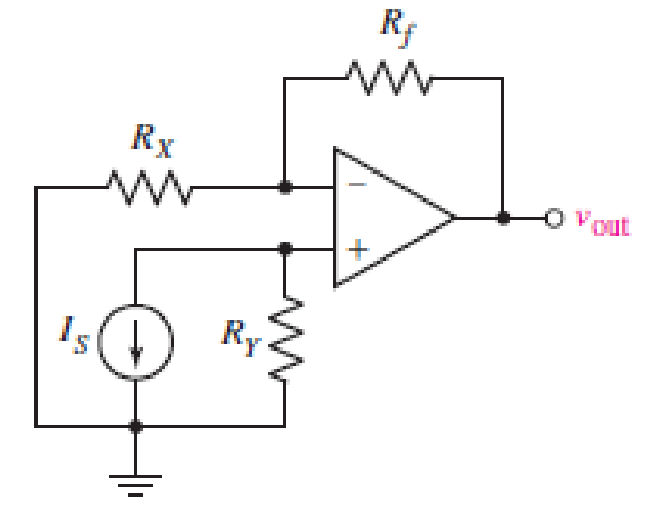Chapter 6, Problem 17E, Consider the amplifier circuit shown in Fig. 6.46. What value of Rf will yield vout = 2 V when Is = 