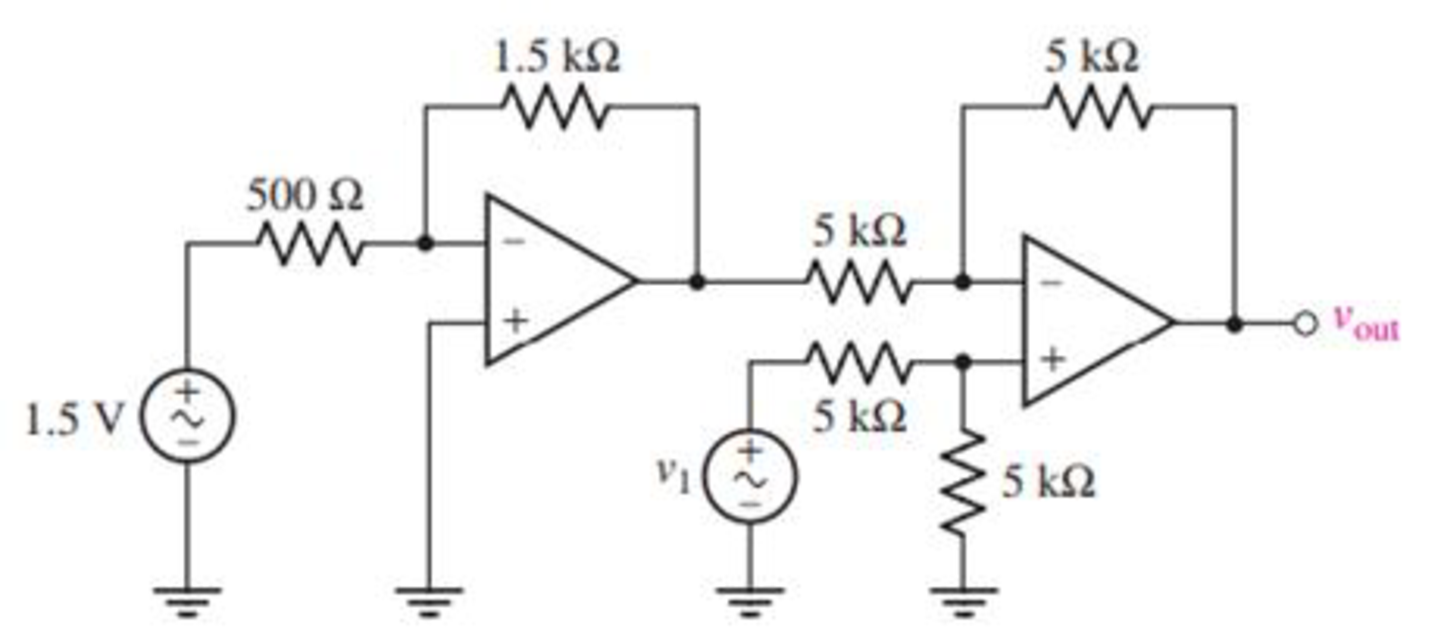 Chapter 6, Problem 23E, Obtain an expression for vout as labeled in the circuit of Fig. 6.50 if v1 equals (a) 0 V; (b) 1 V; 