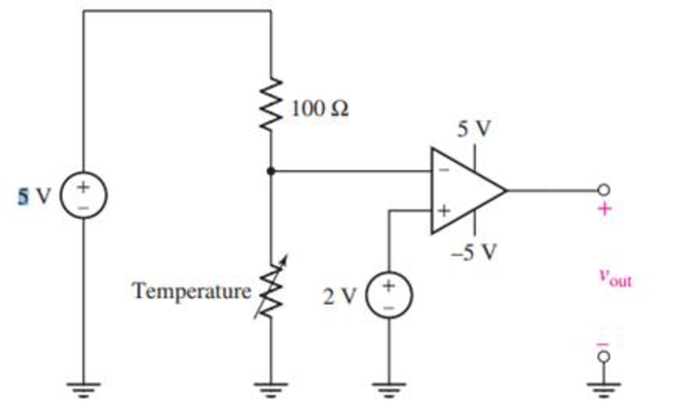 Chapter 6, Problem 35E, The temperature alarm circuit in Fig. 6.56 utilizes a temperature sensor whose resistance changes 