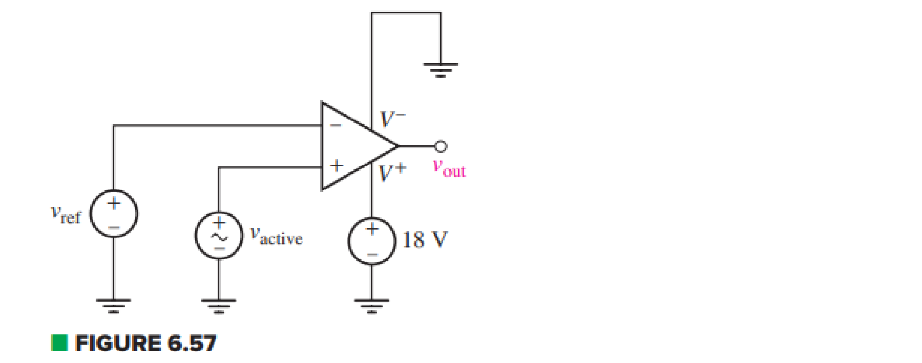 Chapter 6, Problem 37E, For the circuit depicted in Fig. 6.57, sketch the expected output voltage vout as a function of 