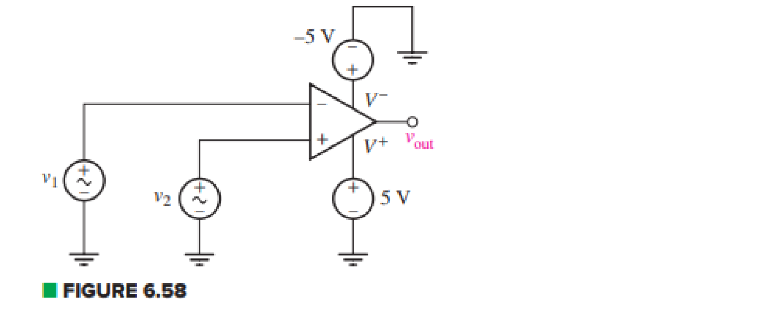 Chapter 6, Problem 38E, For the circuit depicted in Fig. 6.58, (a) sketch the expected output voltage vout as a function of 