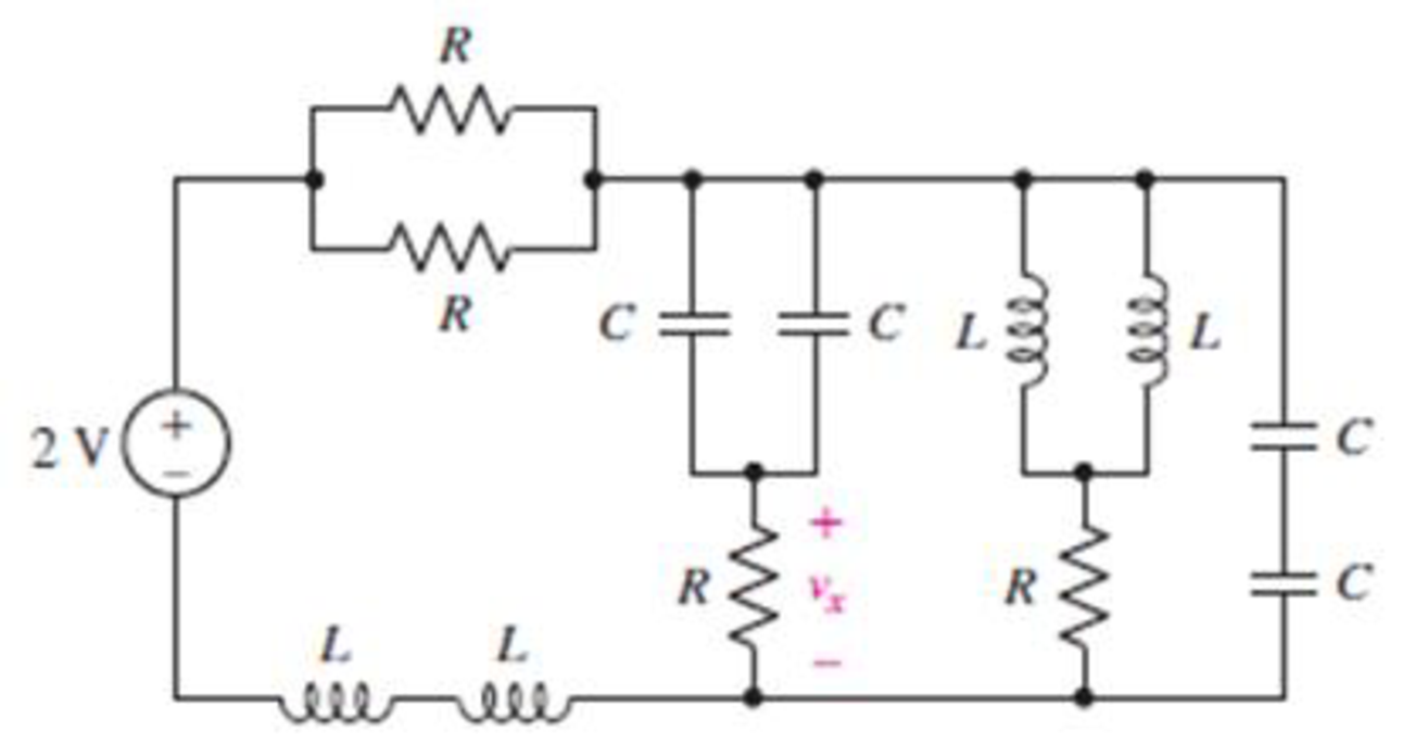Chapter 7, Problem 37E, Reduce the circuit depicted in Fig. 7.59 to as few components as possible, noting that the voltage 