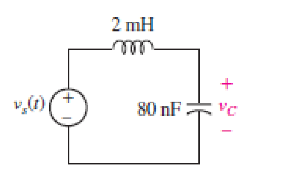 Chapter 7.4, Problem 9P, If vC(t) = 4 cos 105t V in the circuit in Fig. 7.26, find vs(t). FIGURE 7.26 