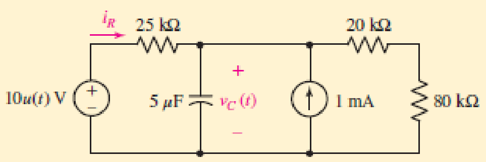 Chapter 8.6, Problem 10P, For the circuit of Fig. 8.37, find vc(t) at t equal to (a) 0; (b) 0+; (c) ; (d) 0.08 s.  FIGURE 8.37 