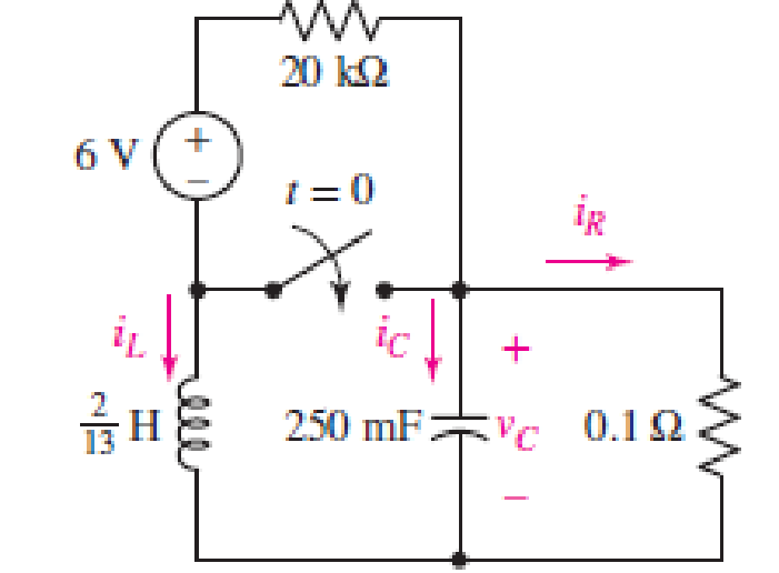 Chapter 9, Problem 12E, For the circuit of Fig.9.40, obtain an expression for vc(t) valid for all t  0. FIGURE 9.40 