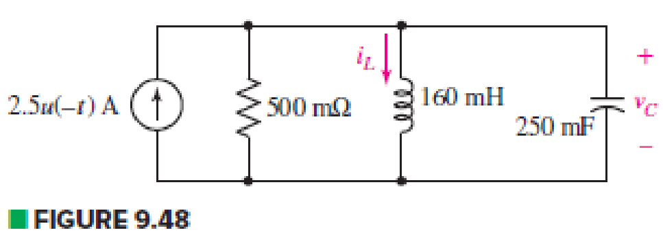 Chapter 9, Problem 39E, The circuit depicted in Fig. 9.48 is just barely underdamped. (a) Compute  and d. (b) Obtain an 