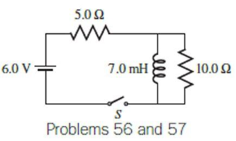Chapter 20, Problem 57P, Refer to Problem 56. After the switch has been closed for a very long time, it is opened. What are 