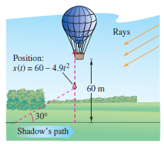 Chapter 2, Problem 88RE, Moving Shadow A sandbag is dropped from a balloon at a height of 60 meters when the angle of 
