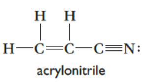 Chapter 6, Problem 74QRT, 
Acrylonitrile is the building block of the synthetic fiber Orlon.

Acrylonitrile
Which 