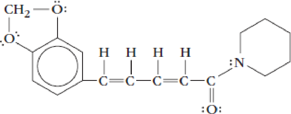 Chapter 7, Problem 104QRT, Piperine, the active ingredient in black pepper, has this Lewis structure. (a) Give the values for 