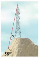 Chapter 5.5, Problem 38E, Length of a Guy Wire A communications tower is located at the top of a steep hill, as shown. The 
