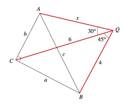Chapter 5.6, Problem 38E, Finding a Length In the figure, triangle ABC is a right triangle, CQ=6, and BQ=4. Also AQC=30 and 