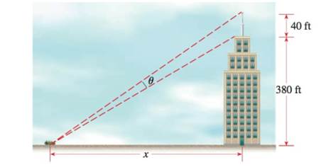 Chapter 7.CR, Problem 70CR, Viewing Angle of a Tower A 380-ft-tall building supports a 40-ft communications tower see the 