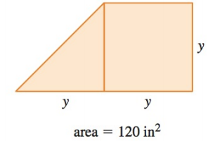 Chapter P.9, Problem 41E, APPLICATIONS Geometry Find the length y in the figure if the shaded area is 120 in2. 