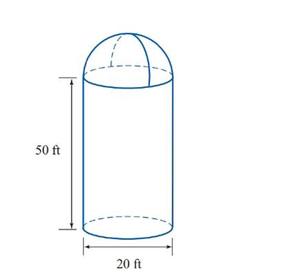 Chapter 8.2, Problem 17E, A grain silo consists of a cylinder with a hemisphere on top. Find the volume of a silo in which the 
