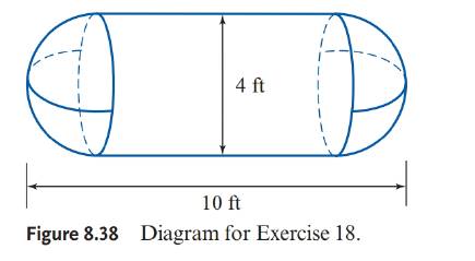 Chapter 8.2, Problem 18E, A propane gas tank consists of a cylinder with a hemisphere at each end. Find the volume of the tank 