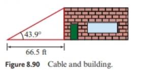 Chapter 8.5, Problem 27E, A cable runs from the top of a building to a point on the ground 66.5 feet from the base of the 