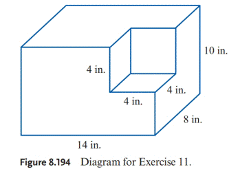 Chapter 8.CR, Problem 11CR, Find the volume and surface area of Figure 8.194. 