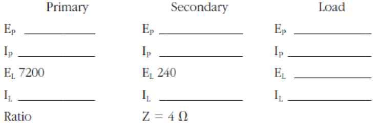 Refer to the transformer shown in Figure 8-30 to fill in the following
