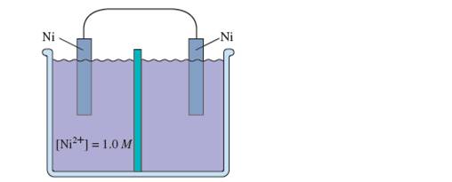 Chapter 11, Problem 65E, Consider the concentration cell shown below. Calculatethe cell potential at 25°C when the 