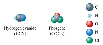 Chapter 14, Problem 18E, The space-filling models of hydrogen cyanide and phosgene are shown below. Use the LE model to 