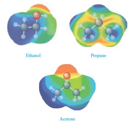 Chapter 16, Problem 23E, Consider the following electrostatic potential diagrams: Rank the compounds from lowest to highest 