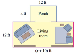 Chapter 1.2, Problem 23E, Practise Solve each problem. Length of a living room If a carpenter adds a porch with dimensions 