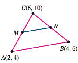Chapter 2.2, Problem 93E, In the illustration, points M and N are the midpoints of AC and BC, respectively. Find the length of 